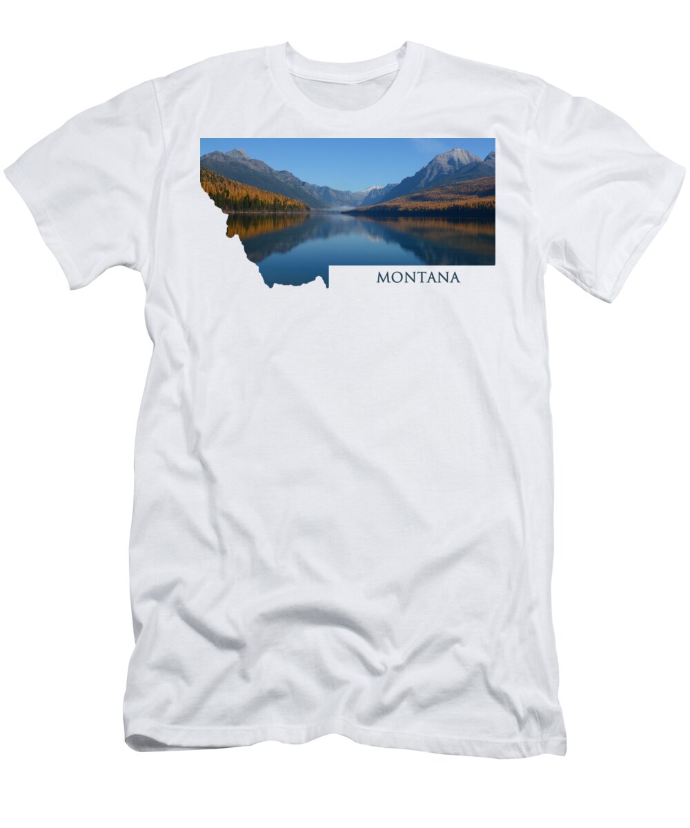 Bowman Lake T-Shirt featuring the photograph Bowman Lake- Montana by Whispering Peaks Photography