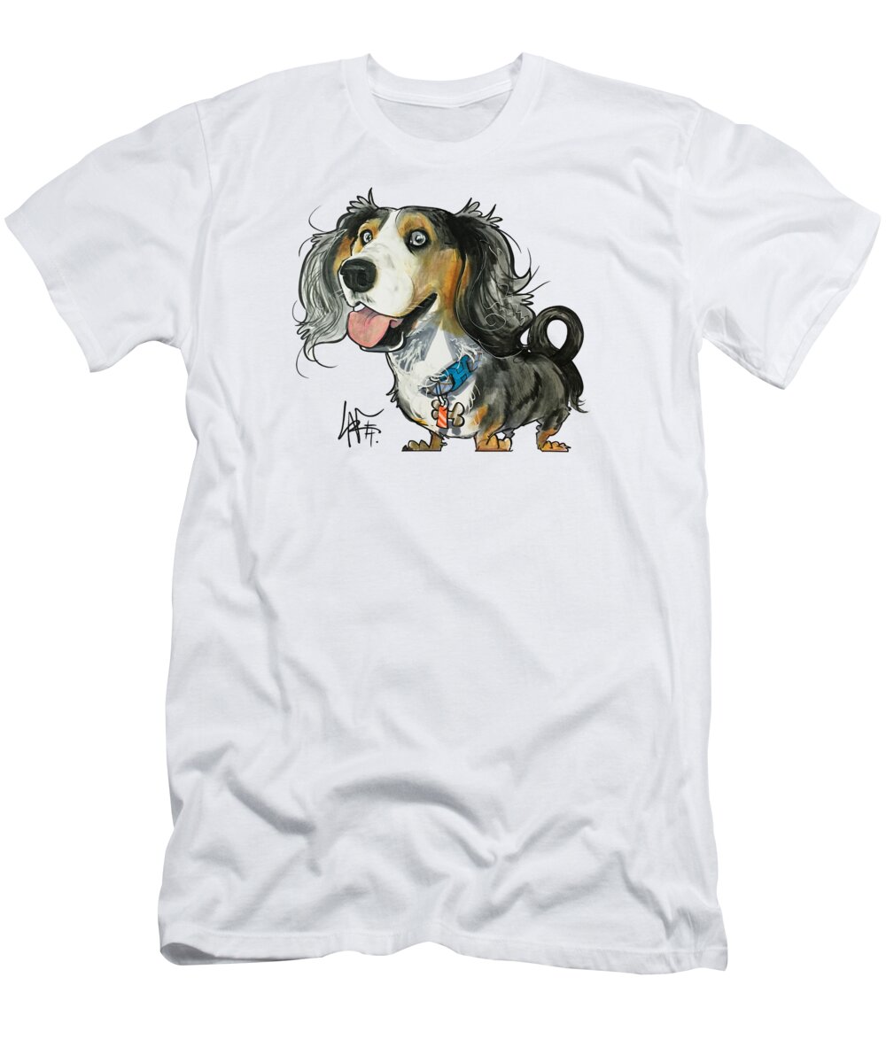 Brandeberry 4443 T-Shirt featuring the drawing Brandeberry 4443 by Canine Caricatures By John LaFree