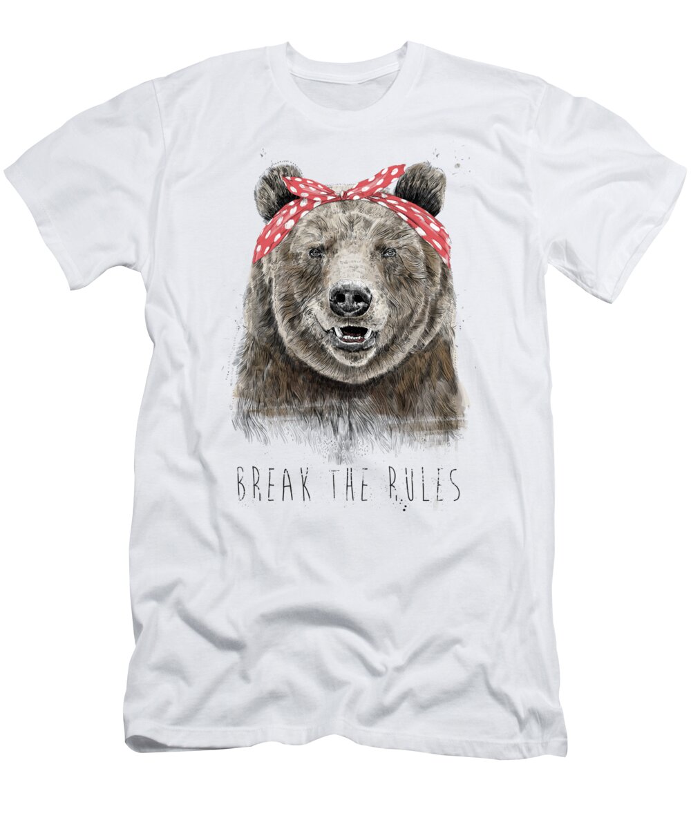 Bear T-Shirt featuring the mixed media Break the rules by Balazs Solti