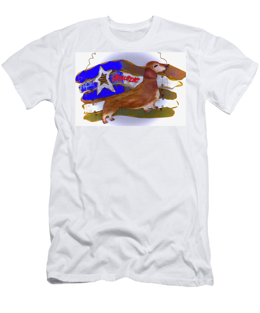 Brownie T-Shirt featuring the painting Brownie's Tribute by Debra Grace Addison