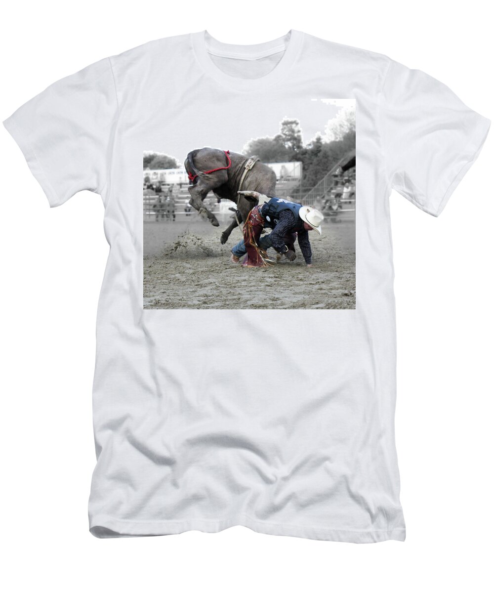 Bull Riding T-Shirt featuring the photograph Bull Rider by Nick Mares