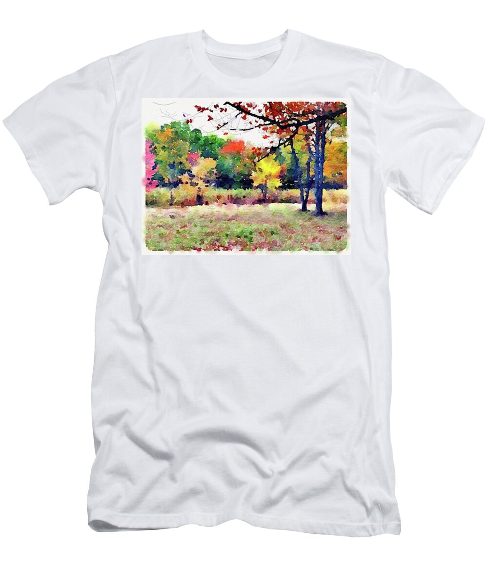 Photoshopped Photograph T-Shirt featuring the digital art Bumblebee forrest in the fall by Steve Glines