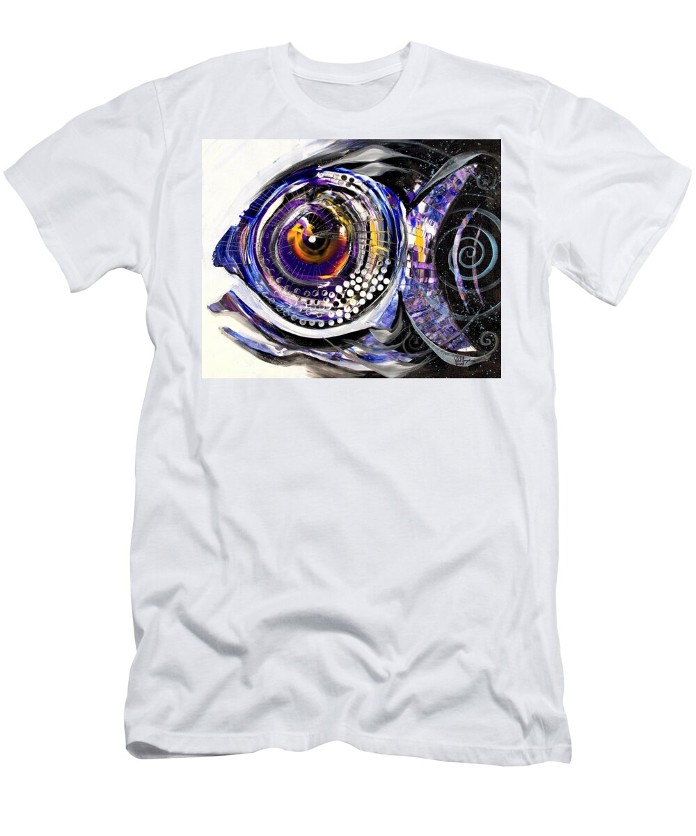 Fish T-Shirt featuring the painting Business Casual Fish by J Vincent Scarpace