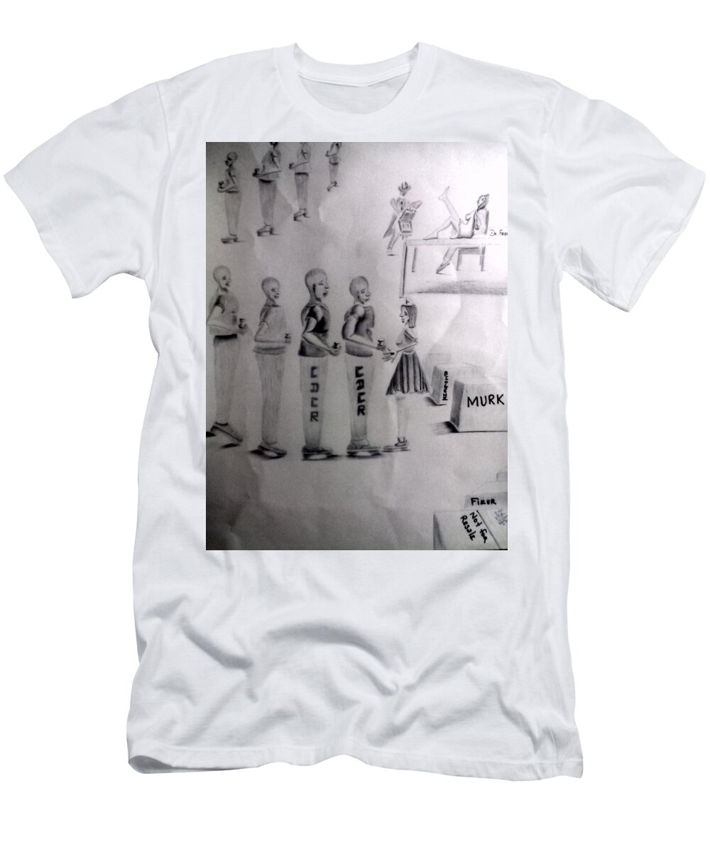 Blak Art T-Shirt featuring the drawing Capitalizing on Justice by Donald Cnote Hooker