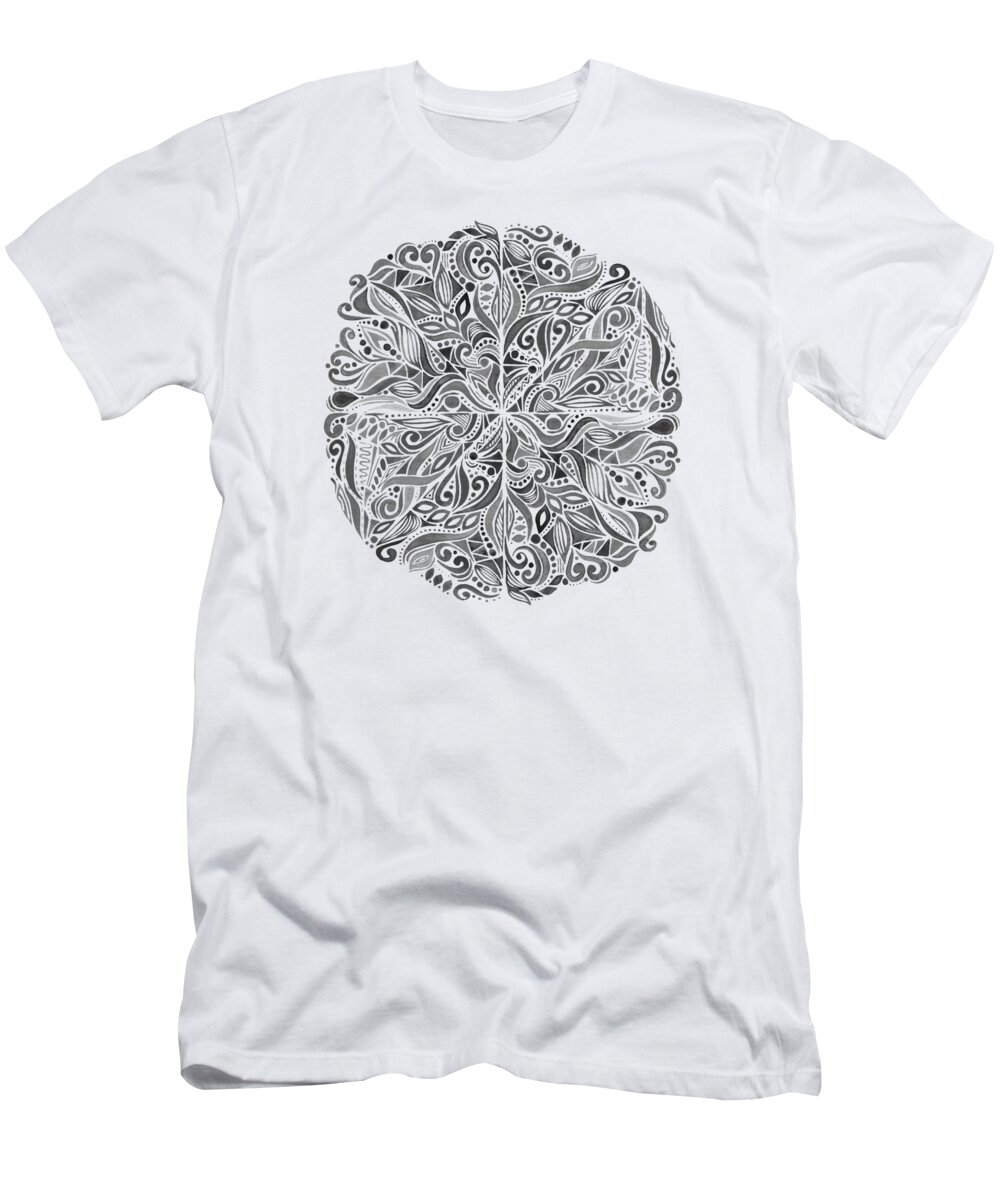 Intricate T-Shirt featuring the painting Carnival Mandala - Black by Marie Funseth