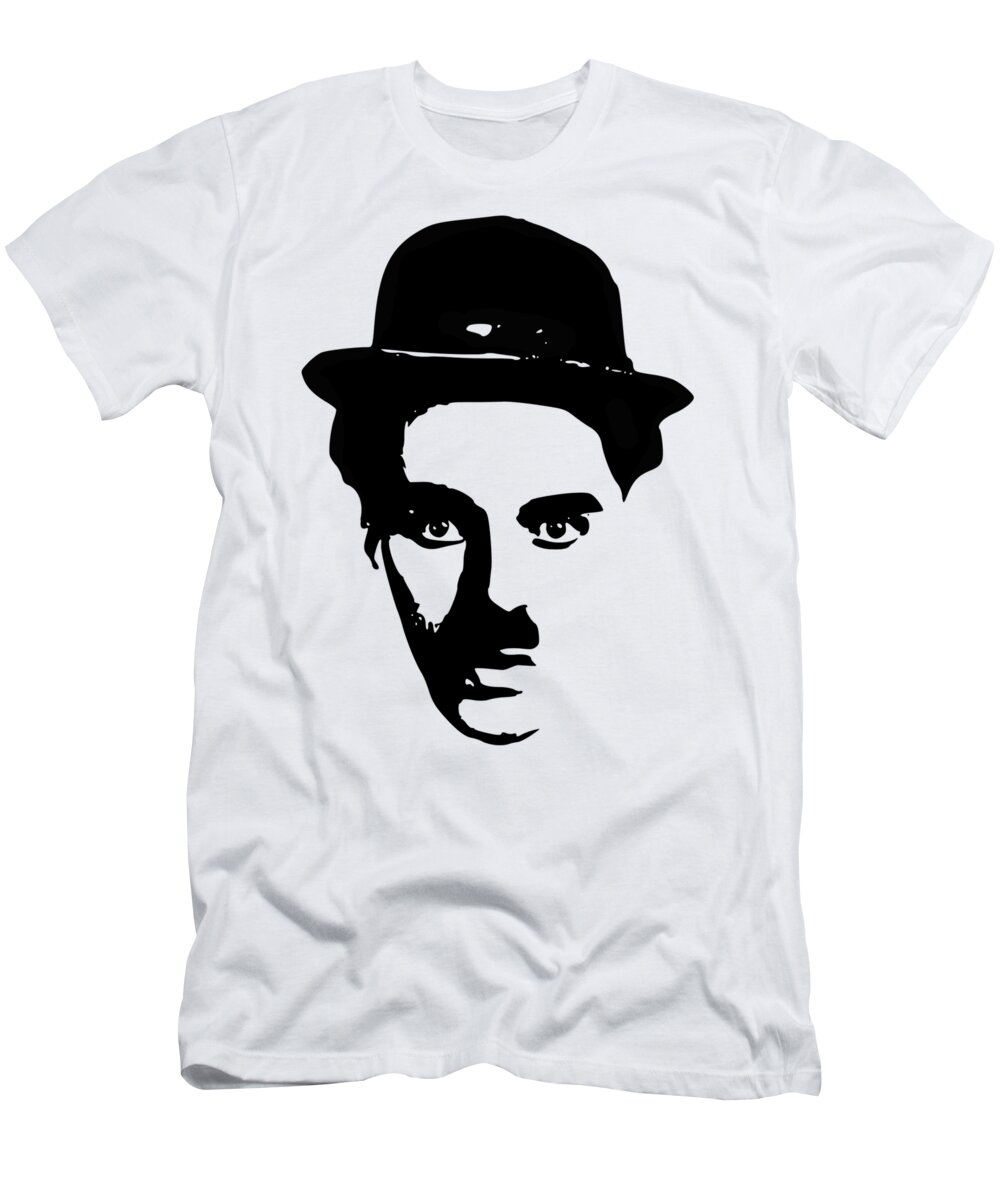 Charlie Chaplin T-Shirt featuring the digital art Charlie Chaplin Minimalistic Pop Art by Filip Schpindel