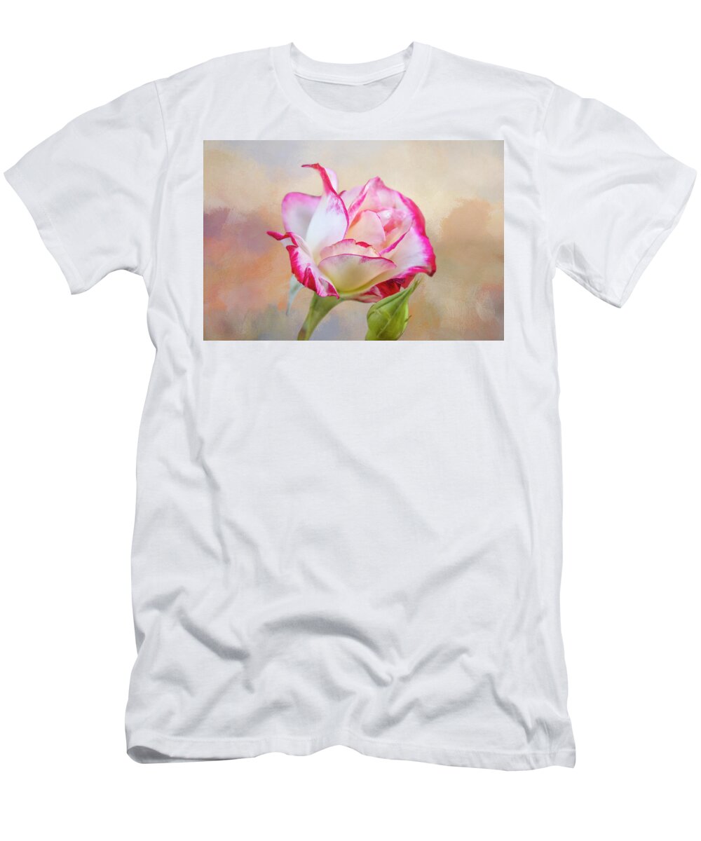 Photography T-Shirt featuring the digital art Cherry Parfait Rose by Terry Davis