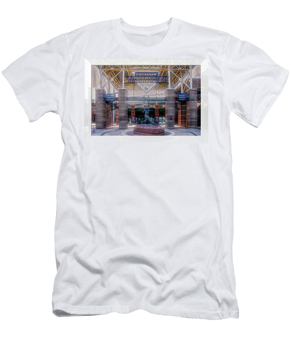 Dodgers T-Shirt featuring the photograph Chickasaw Ballpark - Bricktown - O K C by Debra Martz