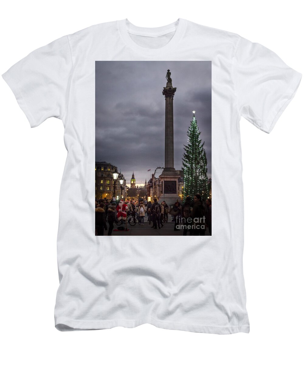 Father Christmas T-Shirt featuring the photograph Christmas in Trafalgar Square, London by Perry Rodriguez