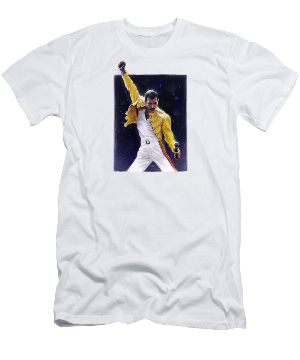 Freddie Mercury T-Shirt featuring the digital art Classic Freddie by Andre Koekemoer