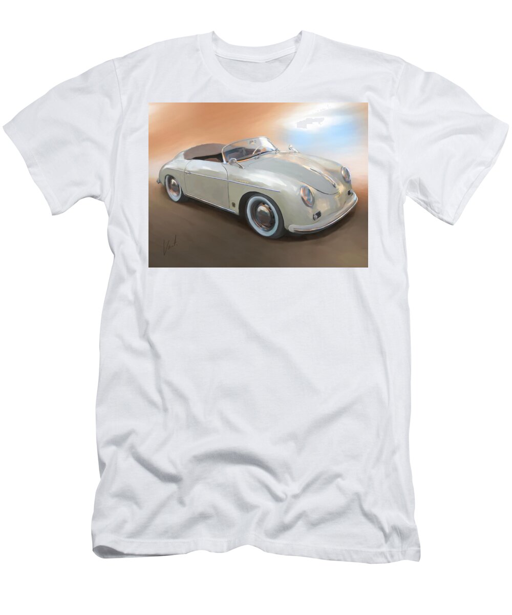 Classical Painting T-Shirt featuring the painting Classic Porsche Speedster by Vart Studio