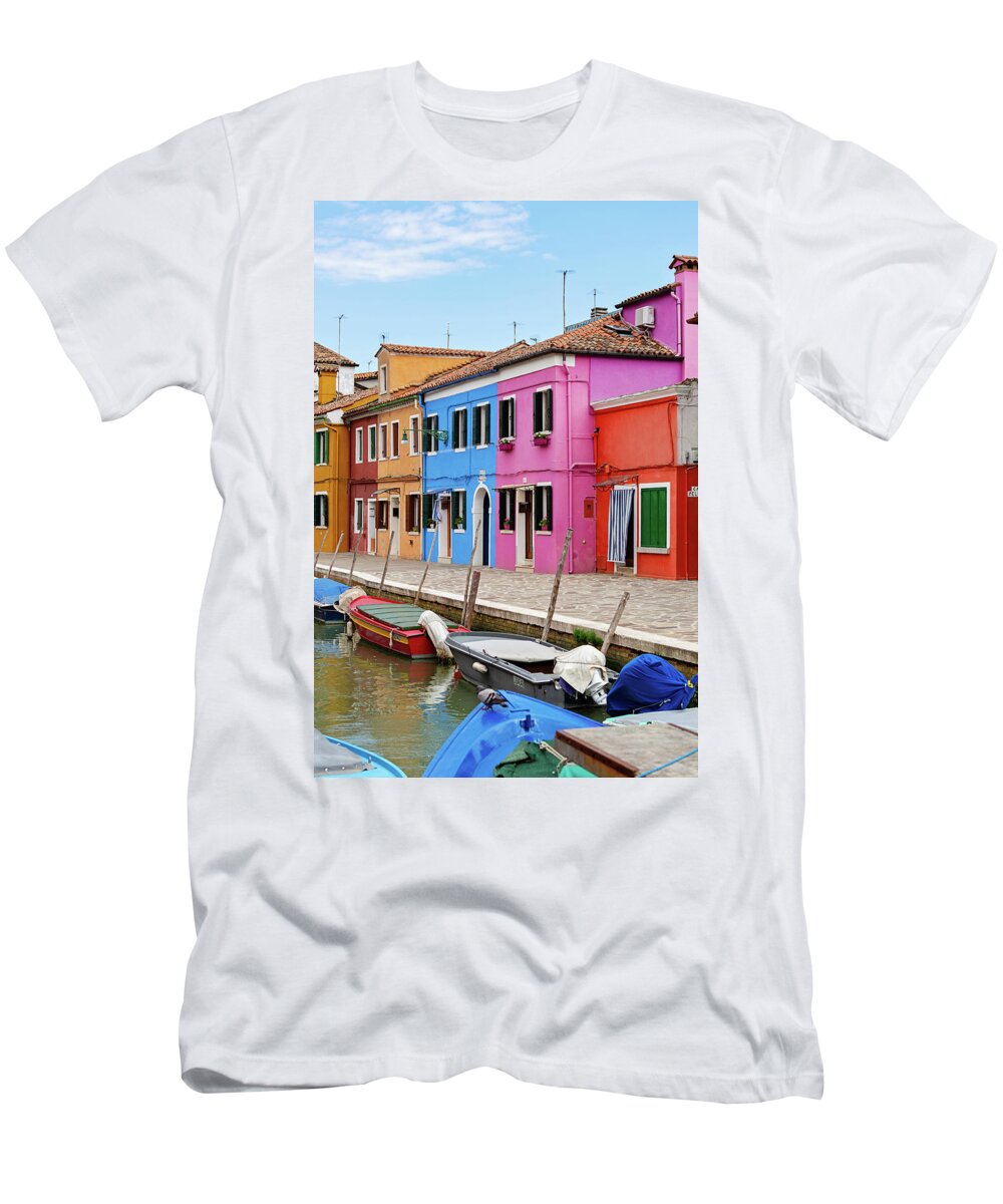 Burano Italy T-Shirt featuring the photograph Colors of Burano Italy #5 by Melanie Alexandra Price