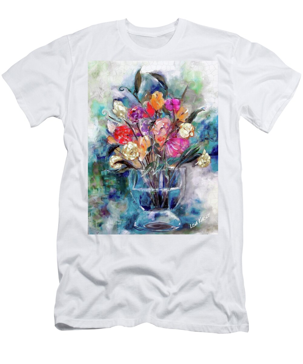 Contemporary T-Shirt featuring the digital art Contemporary February Floral by Lisa Kaiser