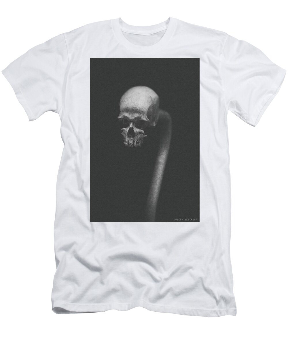 Skull T-Shirt featuring the photograph Cranium Ophidian Ashen by Joseph Westrupp