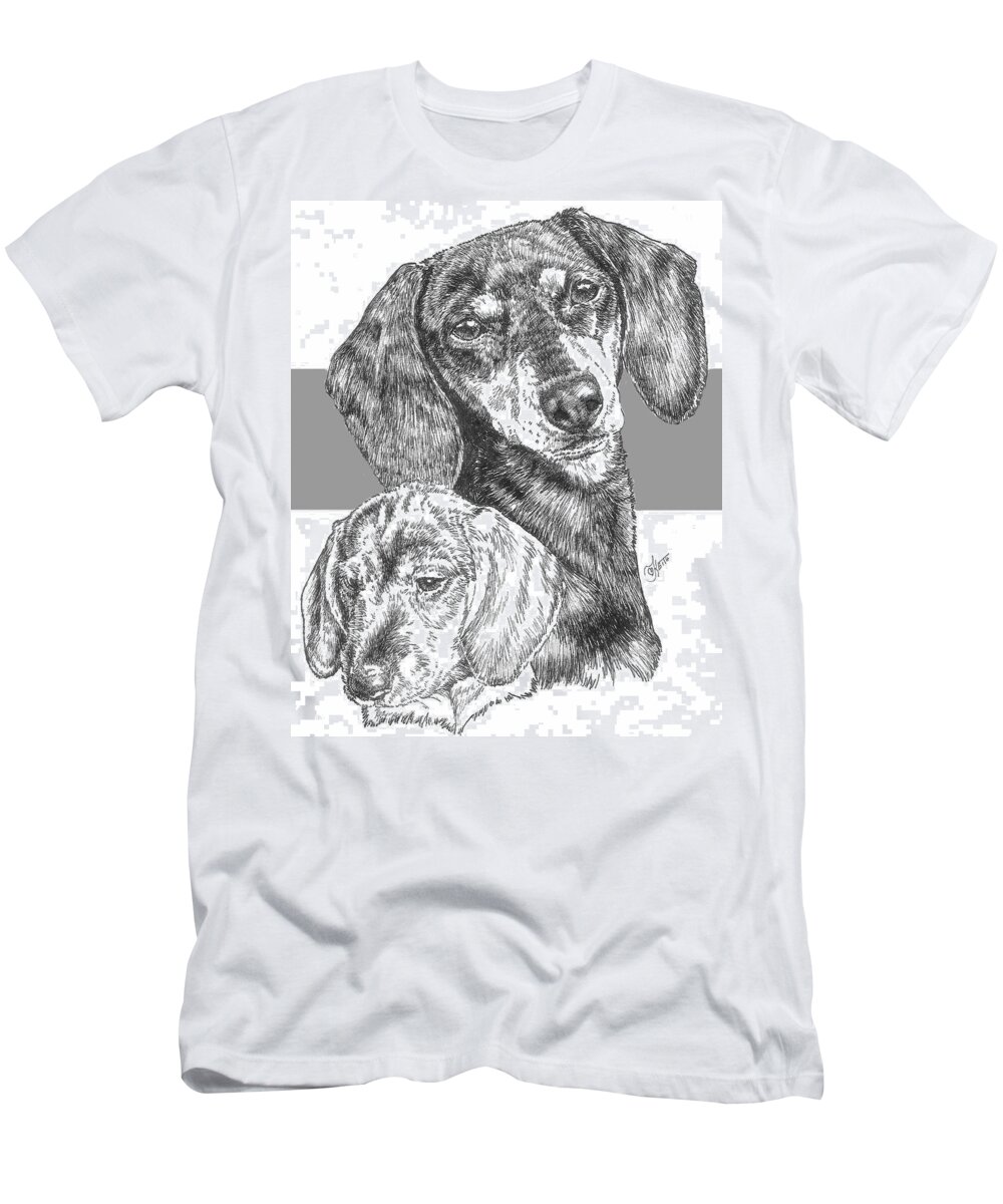 Hound Group T-Shirt featuring the drawing Dachshund Smooth Coat and Pup by Barbara Keith