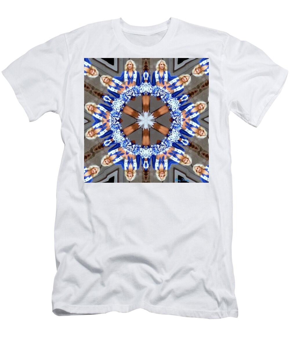 Dallas T-Shirt featuring the photograph Dallas Cowboy Cheerleader Kaleidoscope by Amy Hosp