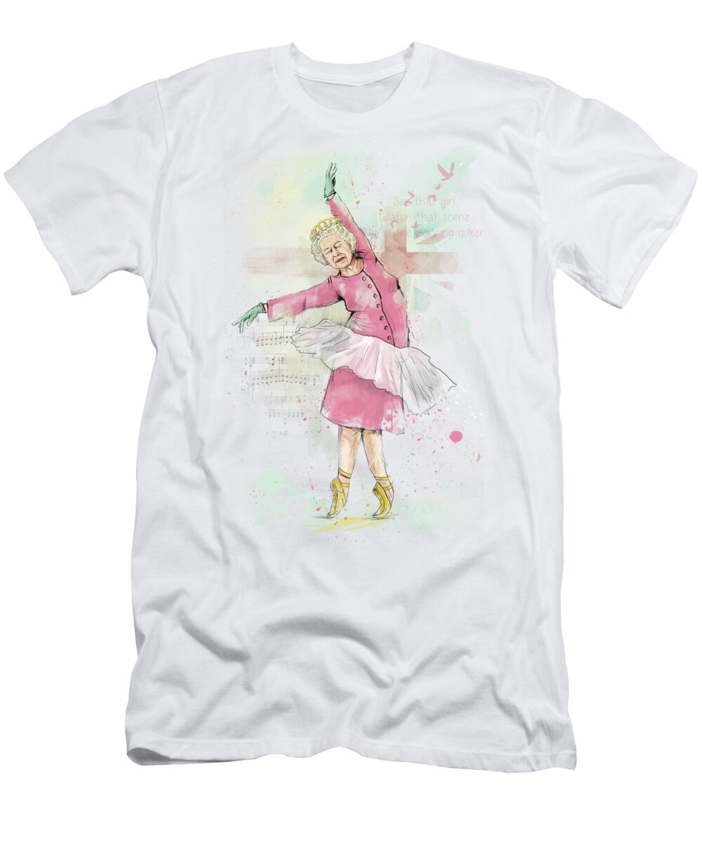 Queen T-Shirt featuring the mixed media Dancing queen by Balazs Solti