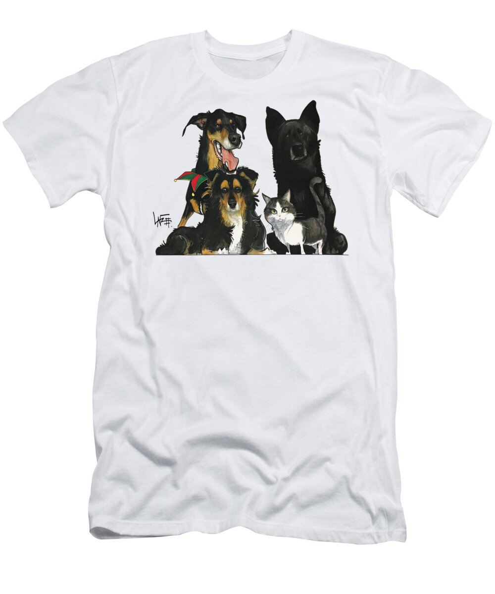 Davis 4079 T-Shirt featuring the drawing Davis 4079 by Canine Caricatures By John LaFree