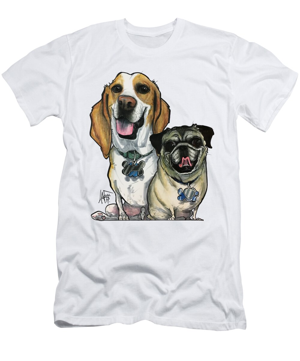 Davis 4498 T-Shirt featuring the drawing Davis 4498 by Canine Caricatures By John LaFree