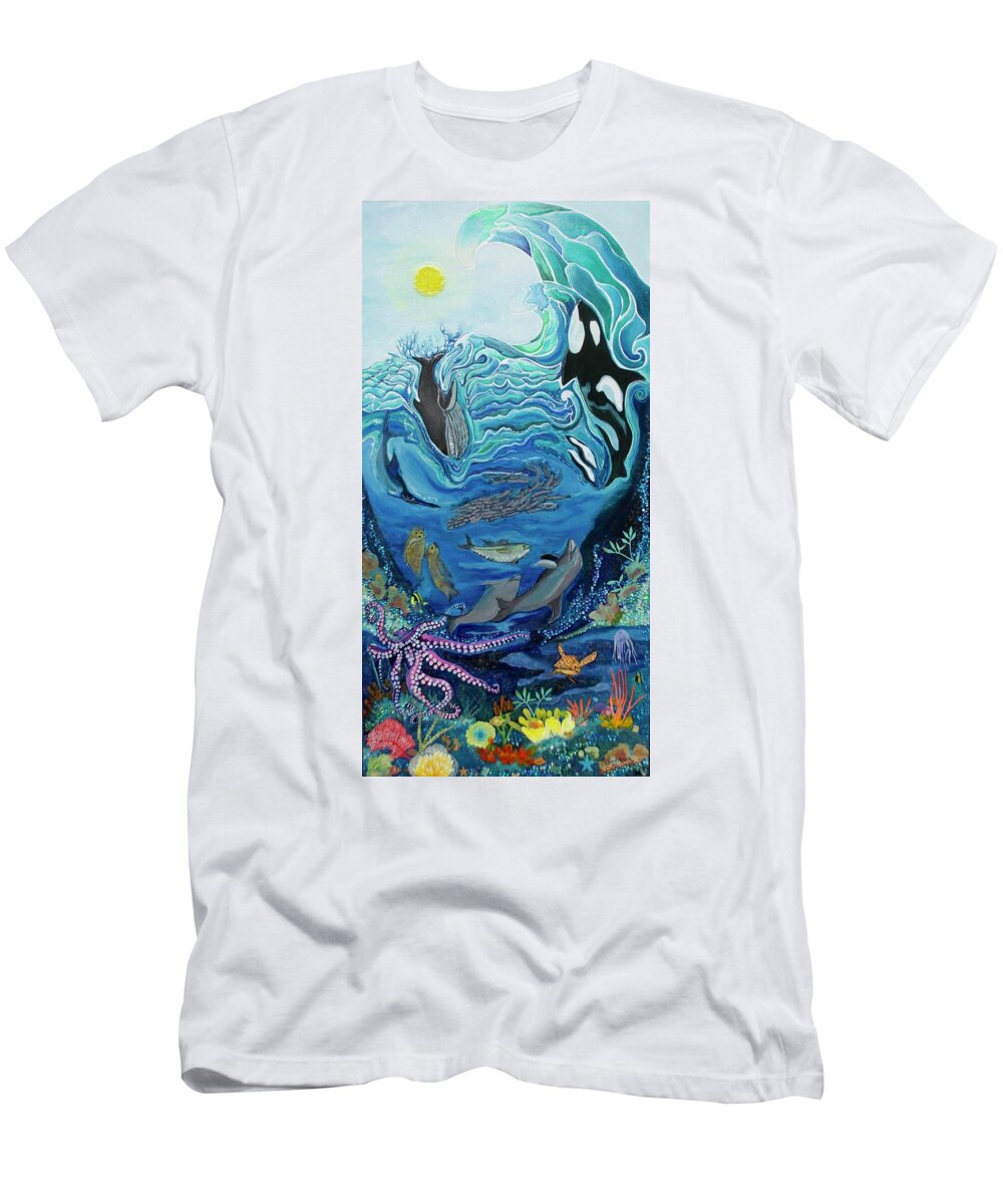 Ocean T-Shirt featuring the painting Deep Sea Treasures by Patricia Arroyo