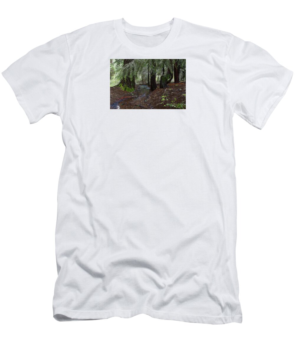 Headwaters T-Shirt featuring the digital art Deer Creek Headwaters at Skillman Horse Campground by Lisa Redfern