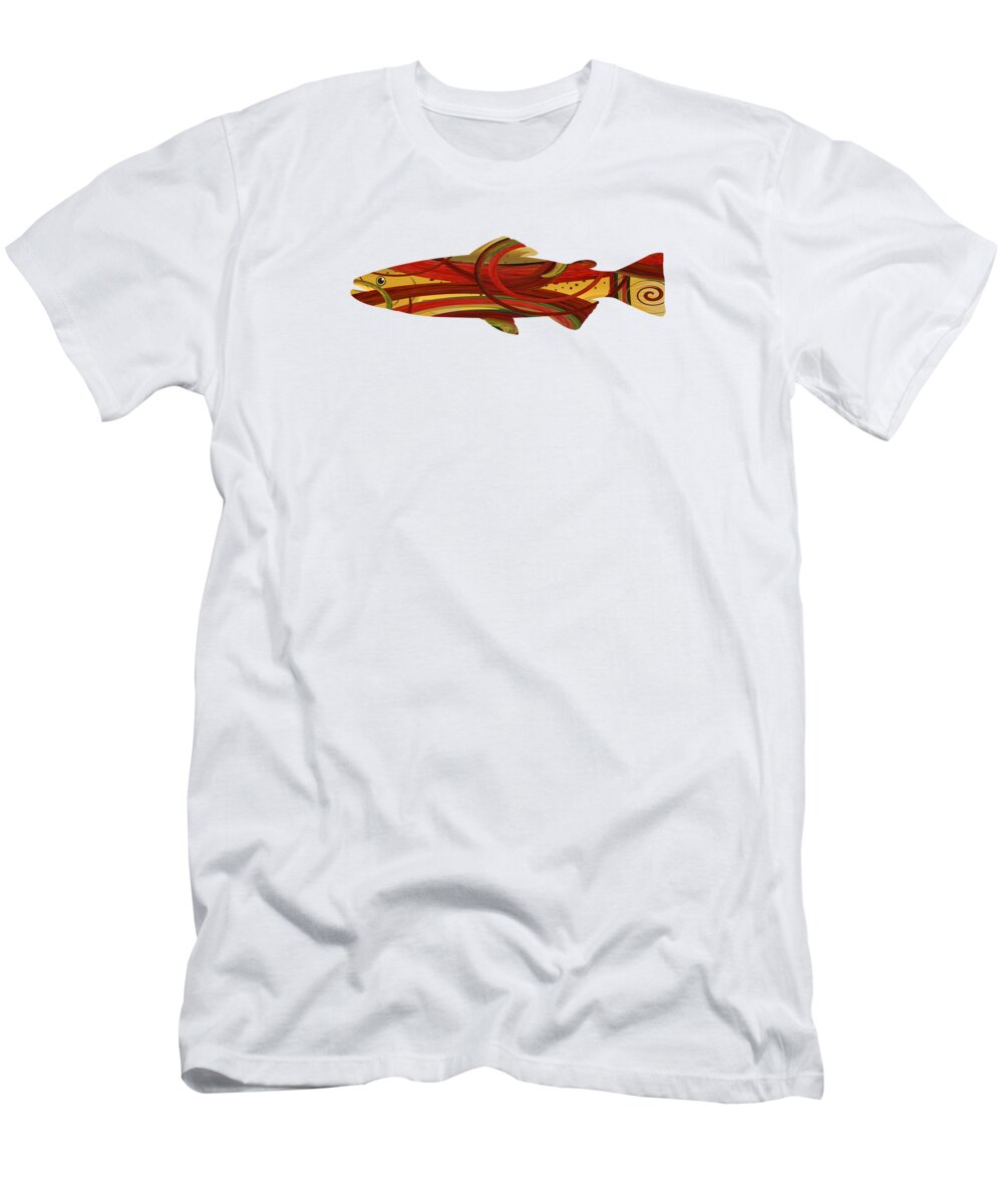 Trout T-Shirt featuring the digital art Mystic Trout- Crimson by Whispering Peaks Photography
