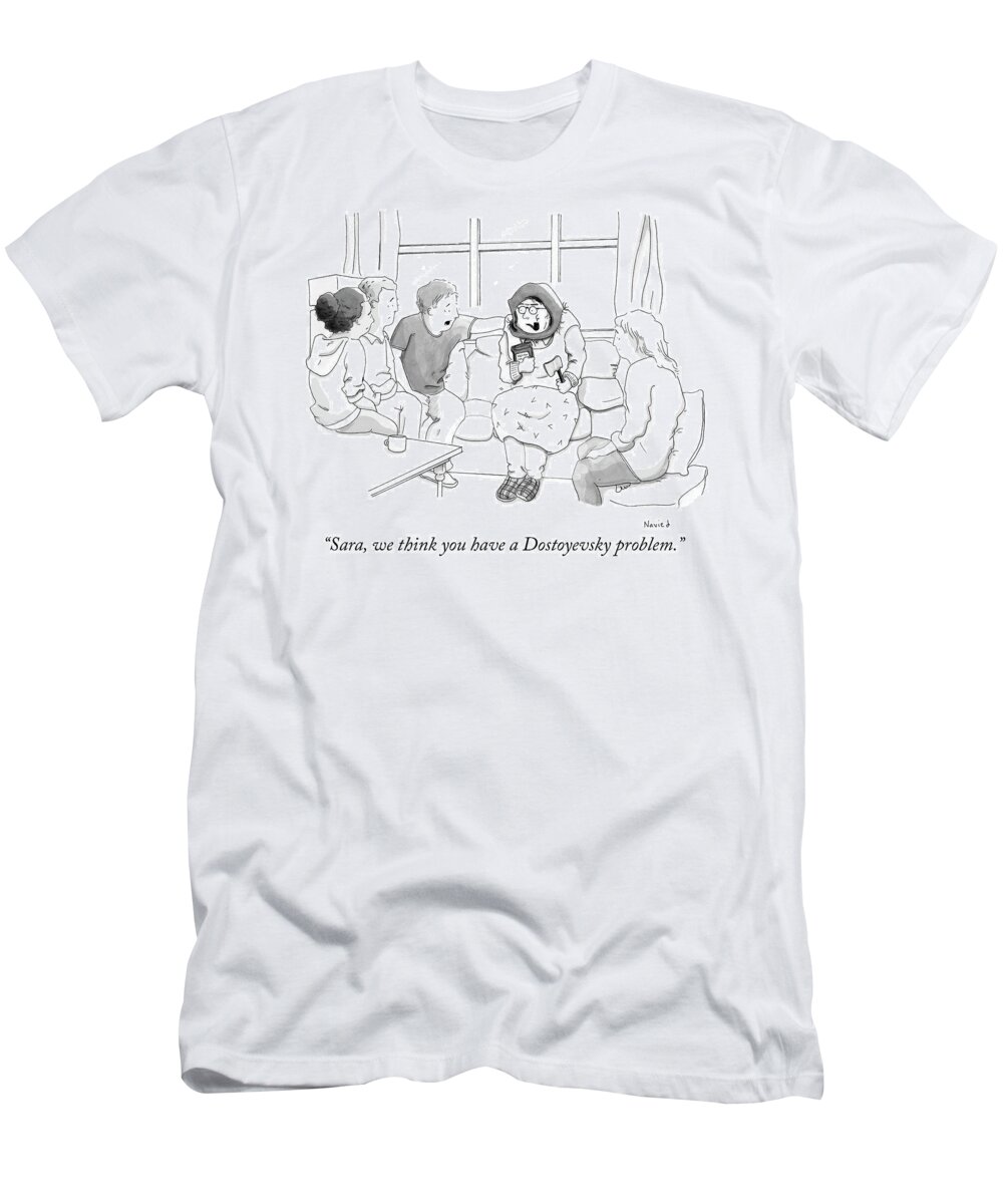 sara T-Shirt featuring the drawing Dostoyevsky problem by Navied Mahdavian