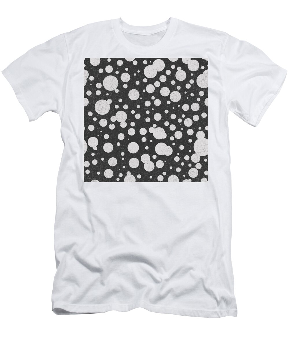 Dots Pattern T-Shirt featuring the mixed media Dots Pattern 3 - Black, Grey - Ceramic Tile Pattern - Surface Pattern Design - Mediterranean Pattern by Studio Grafiikka