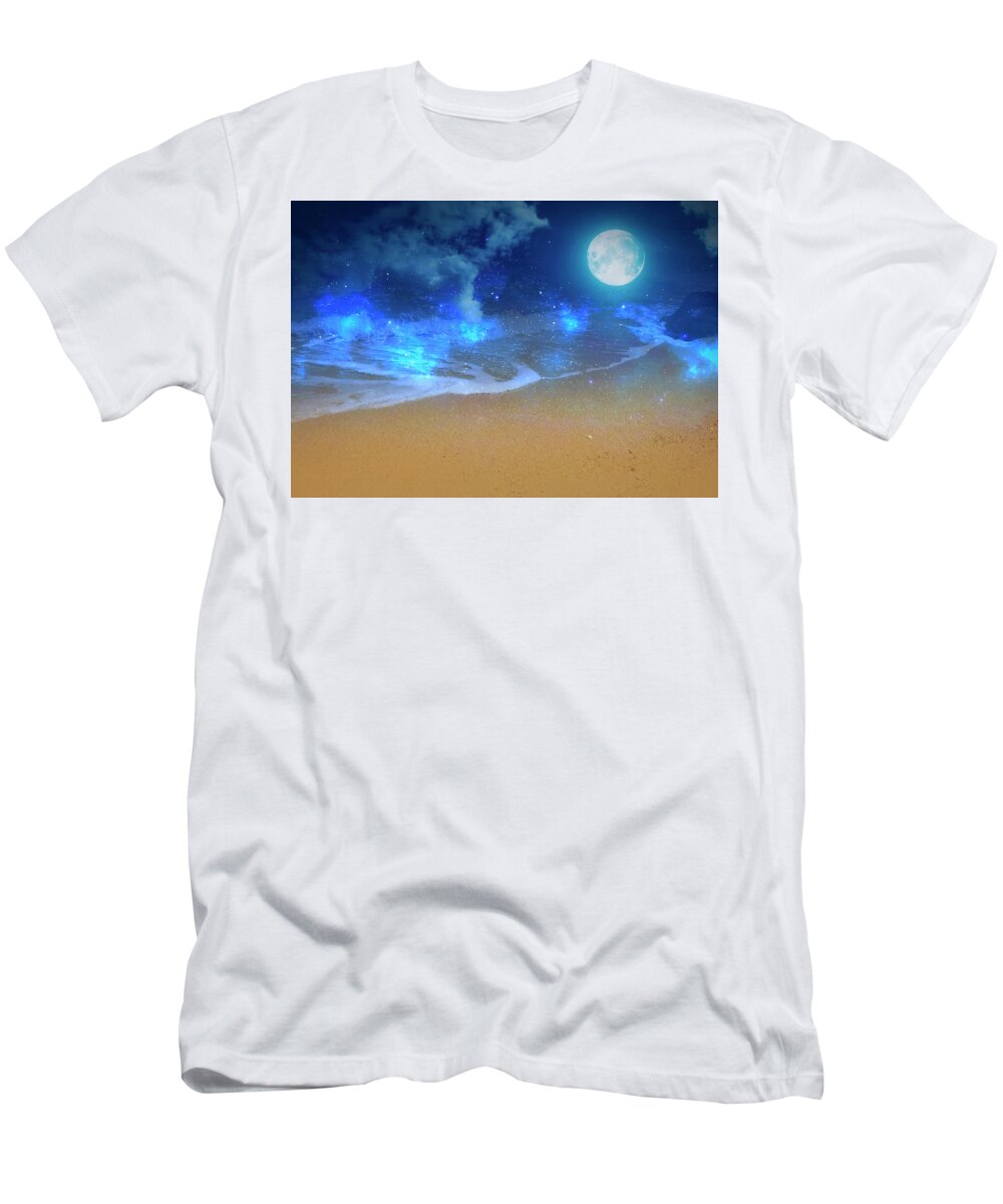 Imaginary T-Shirt featuring the mixed media Dreamland Beach Magically by Johanna Hurmerinta