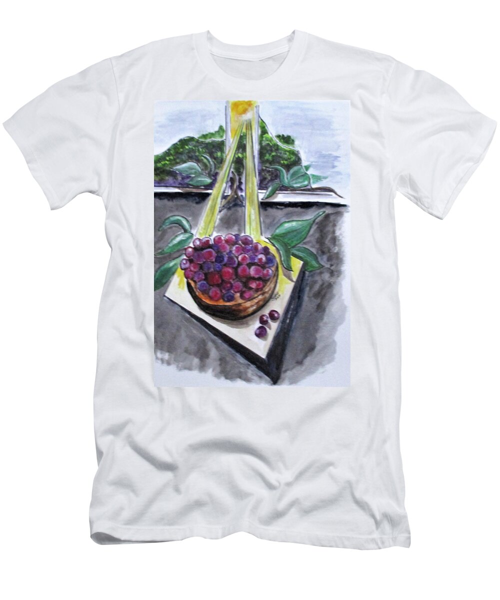 Fruit T-Shirt featuring the painting Dreams of Grapes by Clyde J Kell