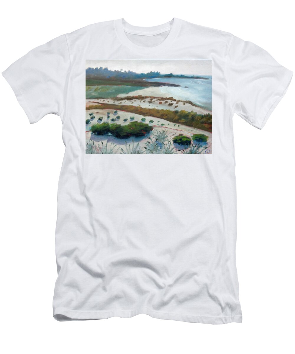 Dunes T-Shirt featuring the painting Dunes at Asilomar by Gary Coleman