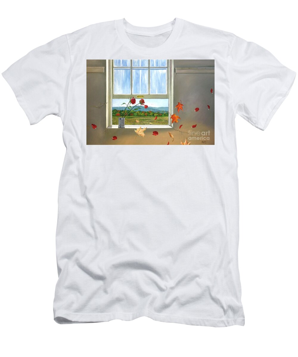 Rose T-Shirt featuring the painting Early Autumn Breeze by Christopher Shellhammer