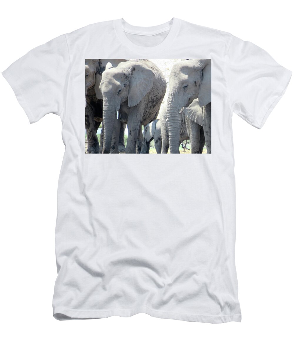  T-Shirt featuring the photograph Elephants by Eric Pengelly
