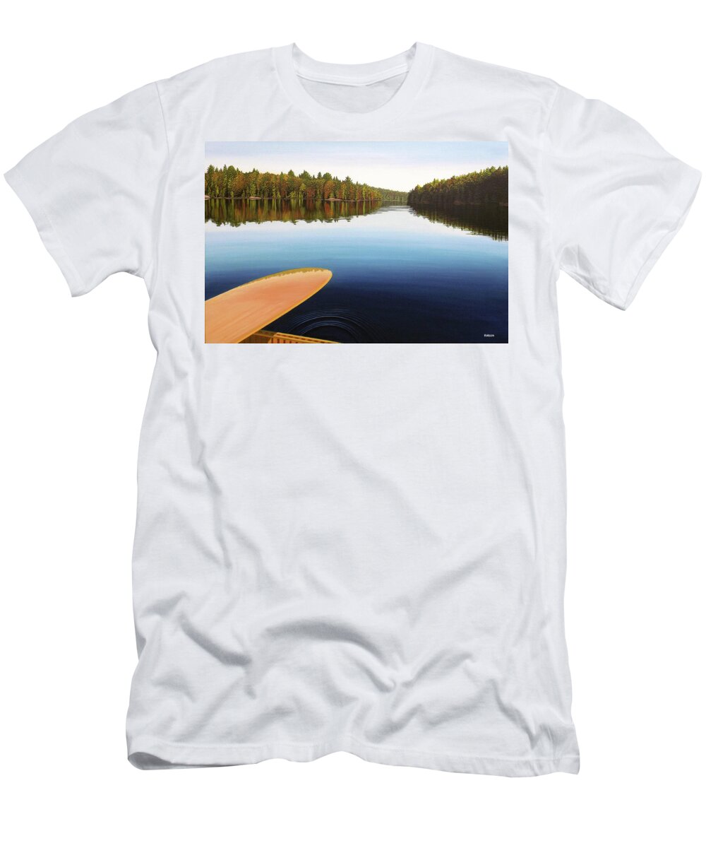 Canoe T-Shirt featuring the painting Emotional Rescue by Kenneth M Kirsch