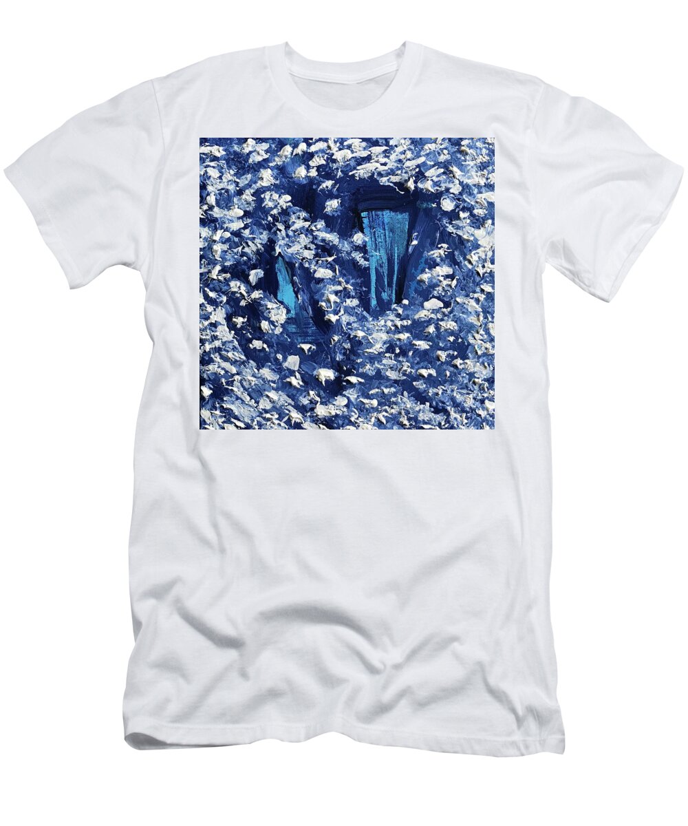 Sky Galaxies Vortex Inside Discovery T-Shirt featuring the painting Entre Vues by Medge Jaspan