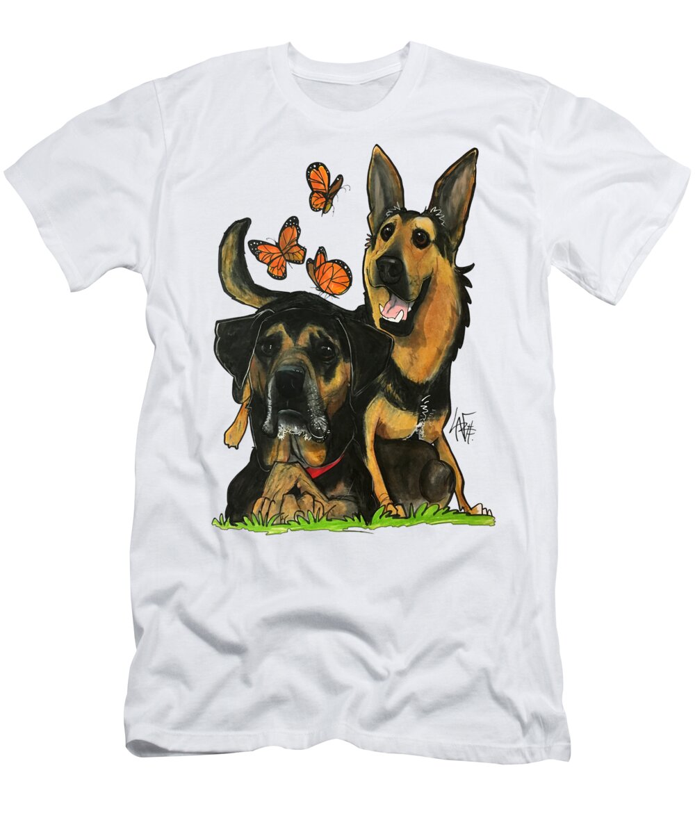 Eubanks 4463 T-Shirt featuring the drawing Eubanks 4463 by Canine Caricatures By John LaFree