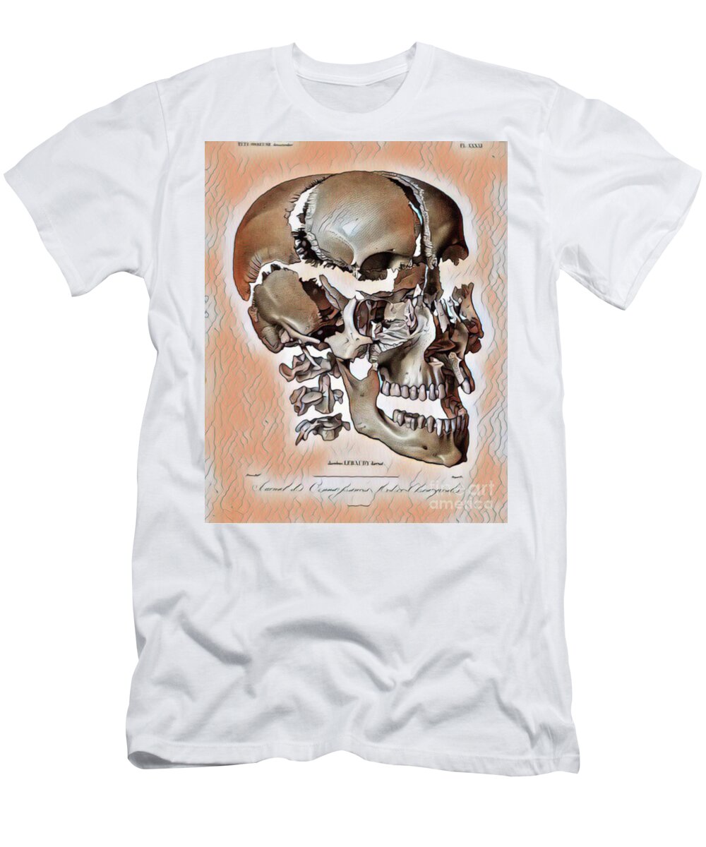 Skull T-Shirt featuring the digital art Exploding Skull by Jackie MacNair