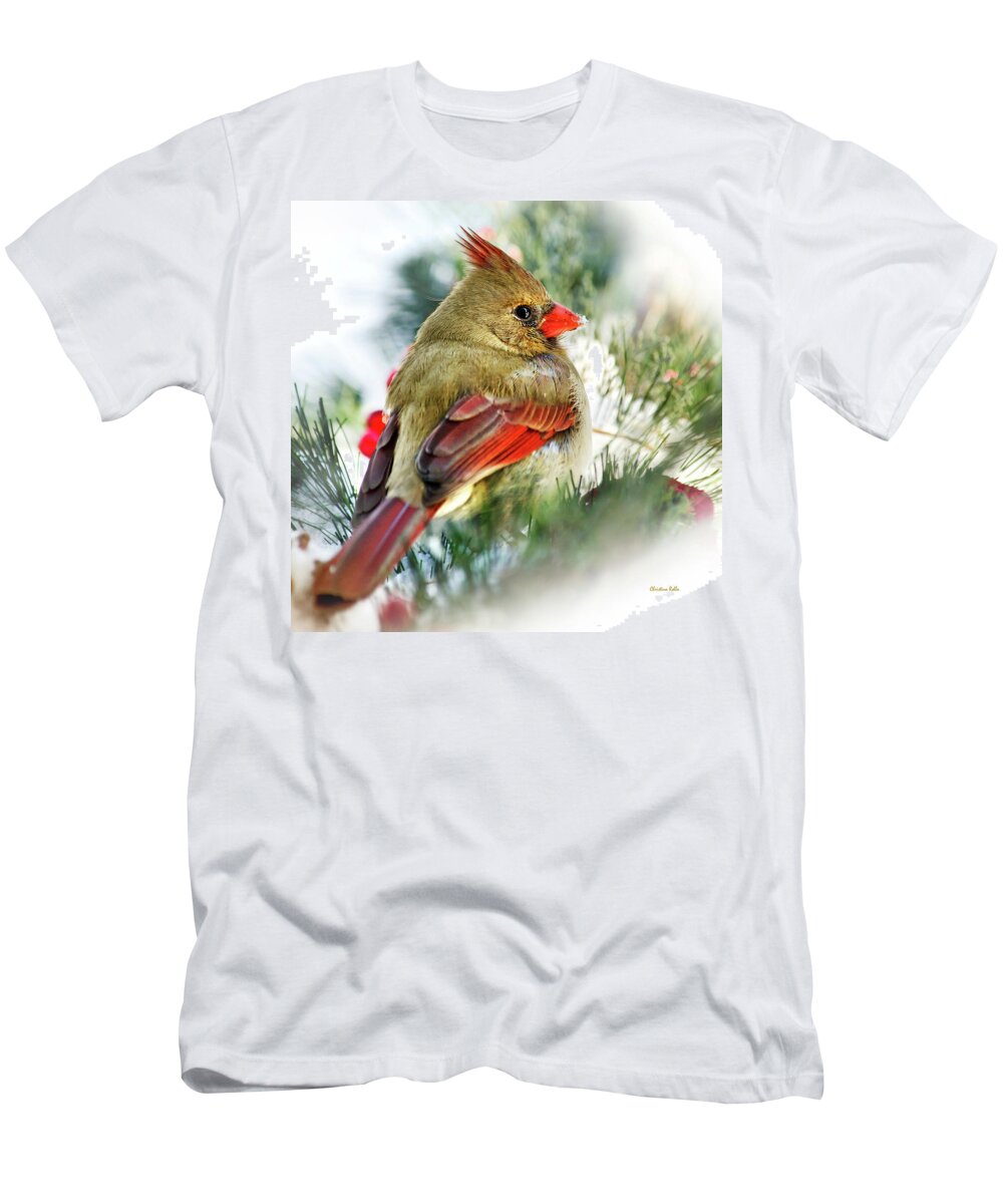 Bird T-Shirt featuring the photograph Female Northern Cardinal Square by Christina Rollo