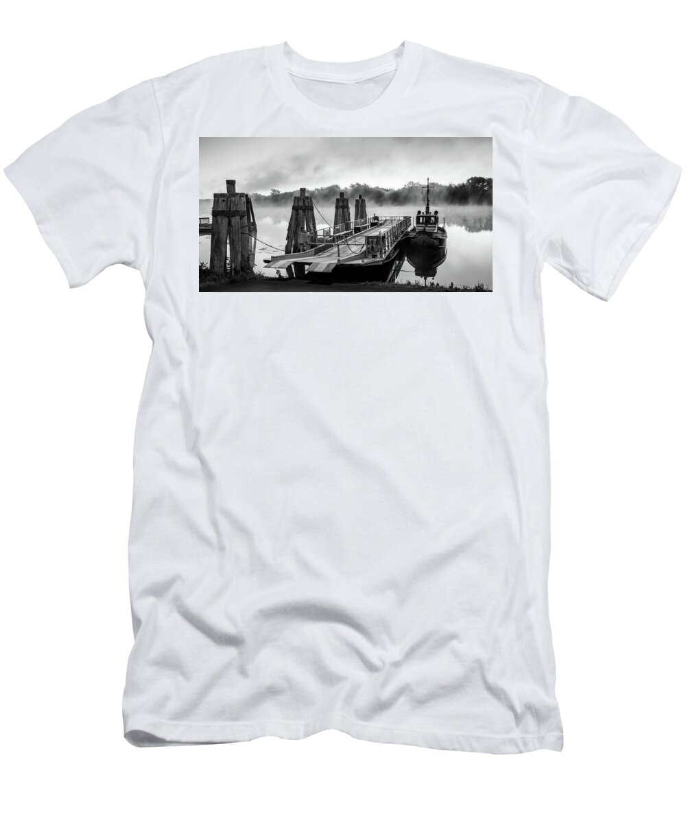 Black And White T-Shirt featuring the photograph Ferry at Rocky Hill Connecticut by Kyle Lee