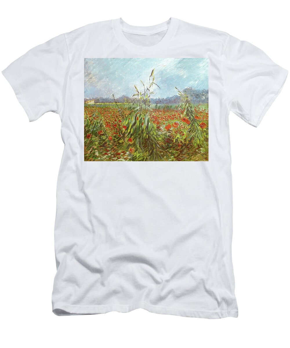 Vincent Van Gogh T-Shirt featuring the painting Field with poppies. Oil on canvas. by Vincent van Gogh -1853-1890-