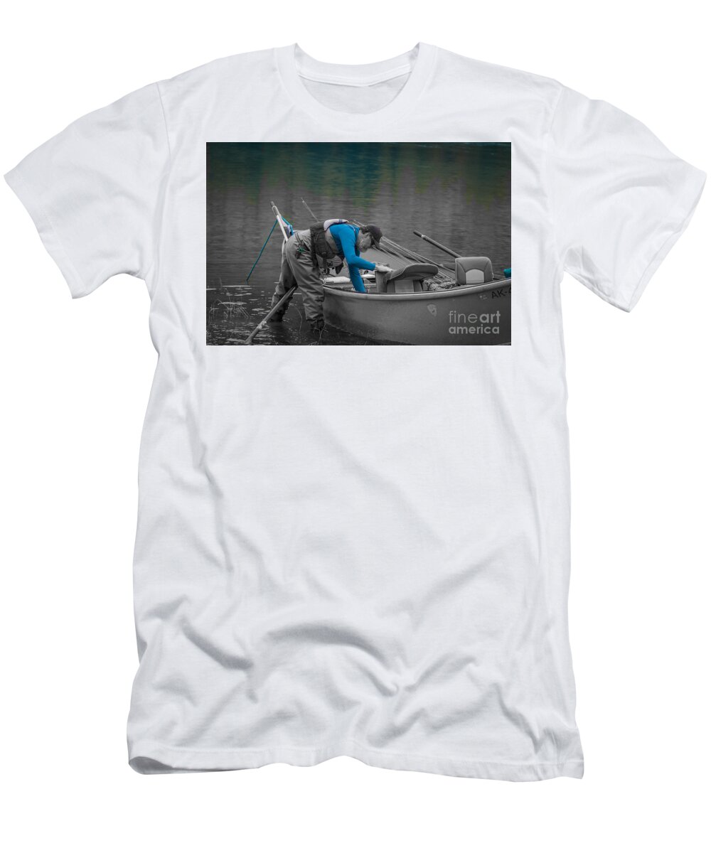 Fisherman T-Shirt featuring the photograph Fisherman at Kenai River by Eva Lechner