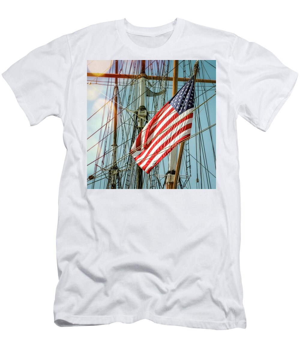 Flag T-Shirt featuring the photograph Flags 8 Napa by Bill Chizek
