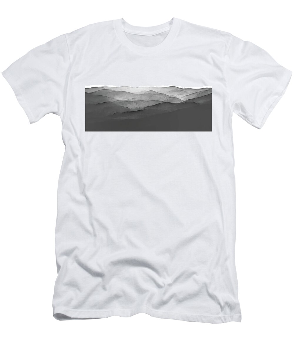 Typography T-Shirt featuring the photograph Foggy Mountains Minimalist by Andrea Anderegg