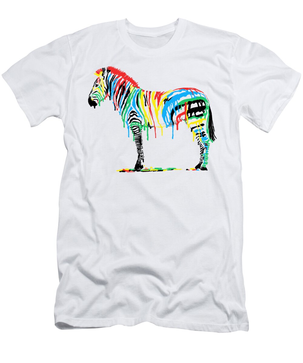 Zebra T-Shirt featuring the drawing Fresh Paint by Eric Fan