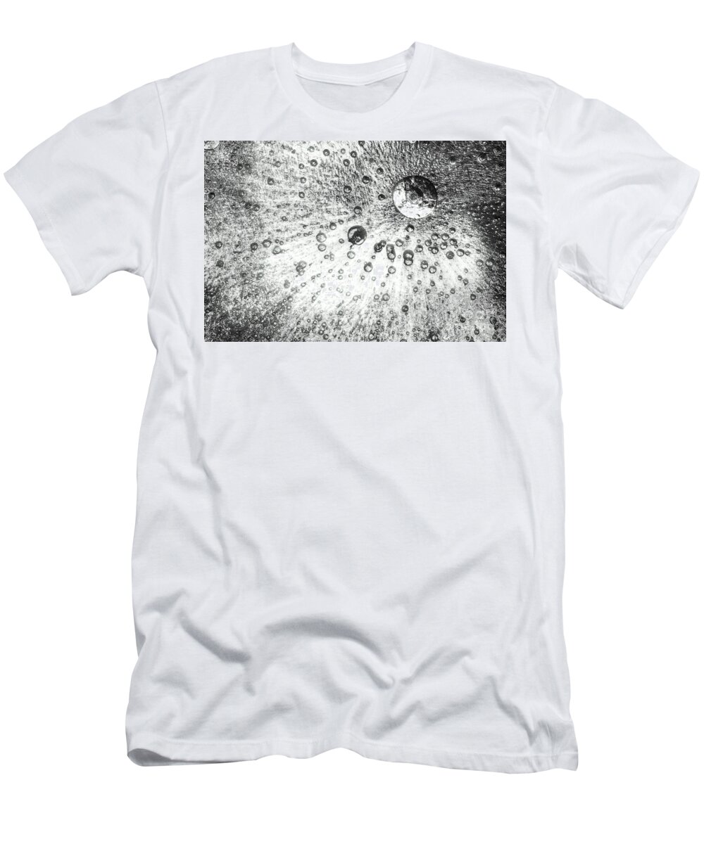 Ice T-Shirt featuring the photograph Frozen ice background black and white by Simon Bratt