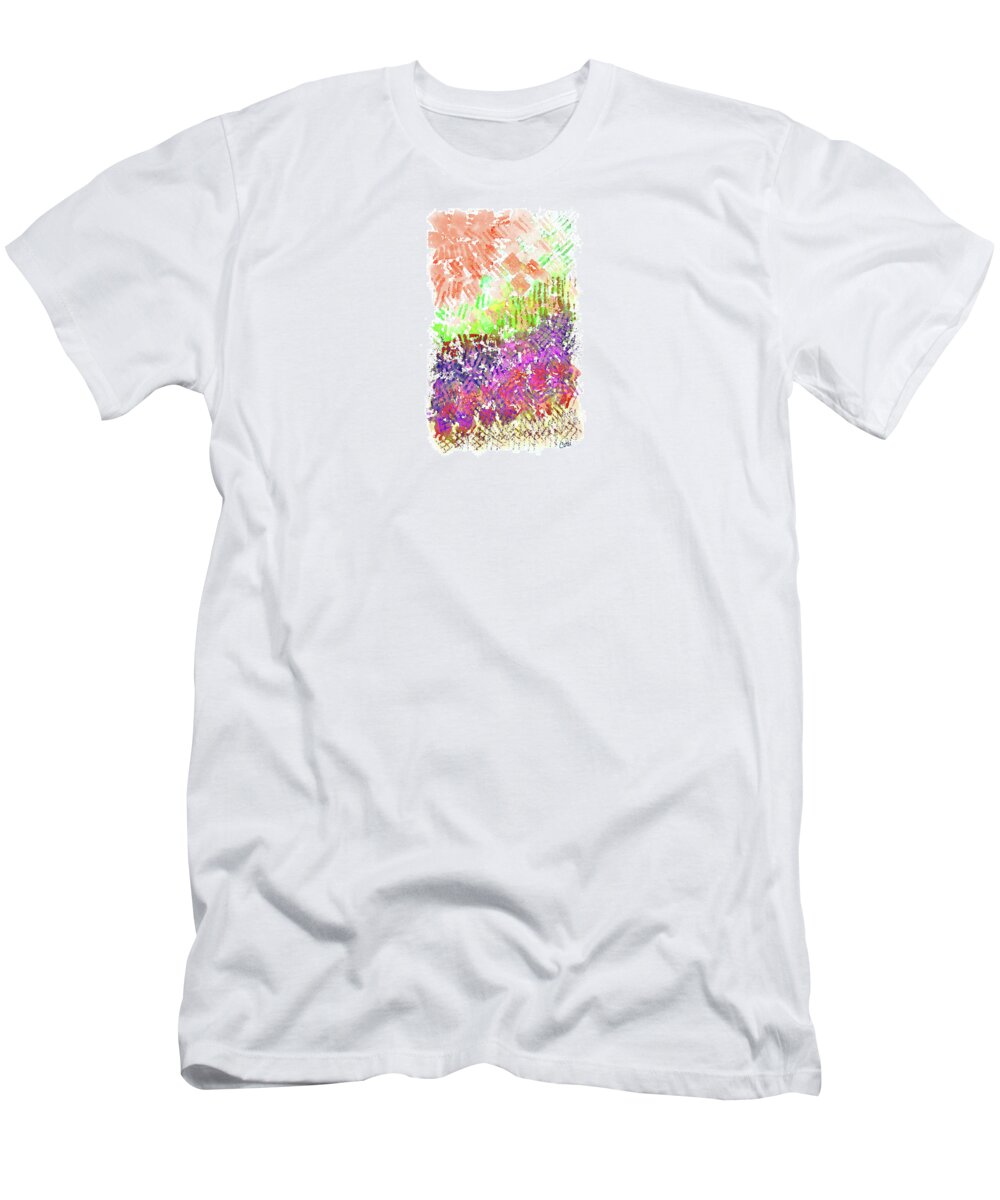 Hidden Hearts T-Shirt featuring the painting Garden of Orange and Pink by Corinne Carroll