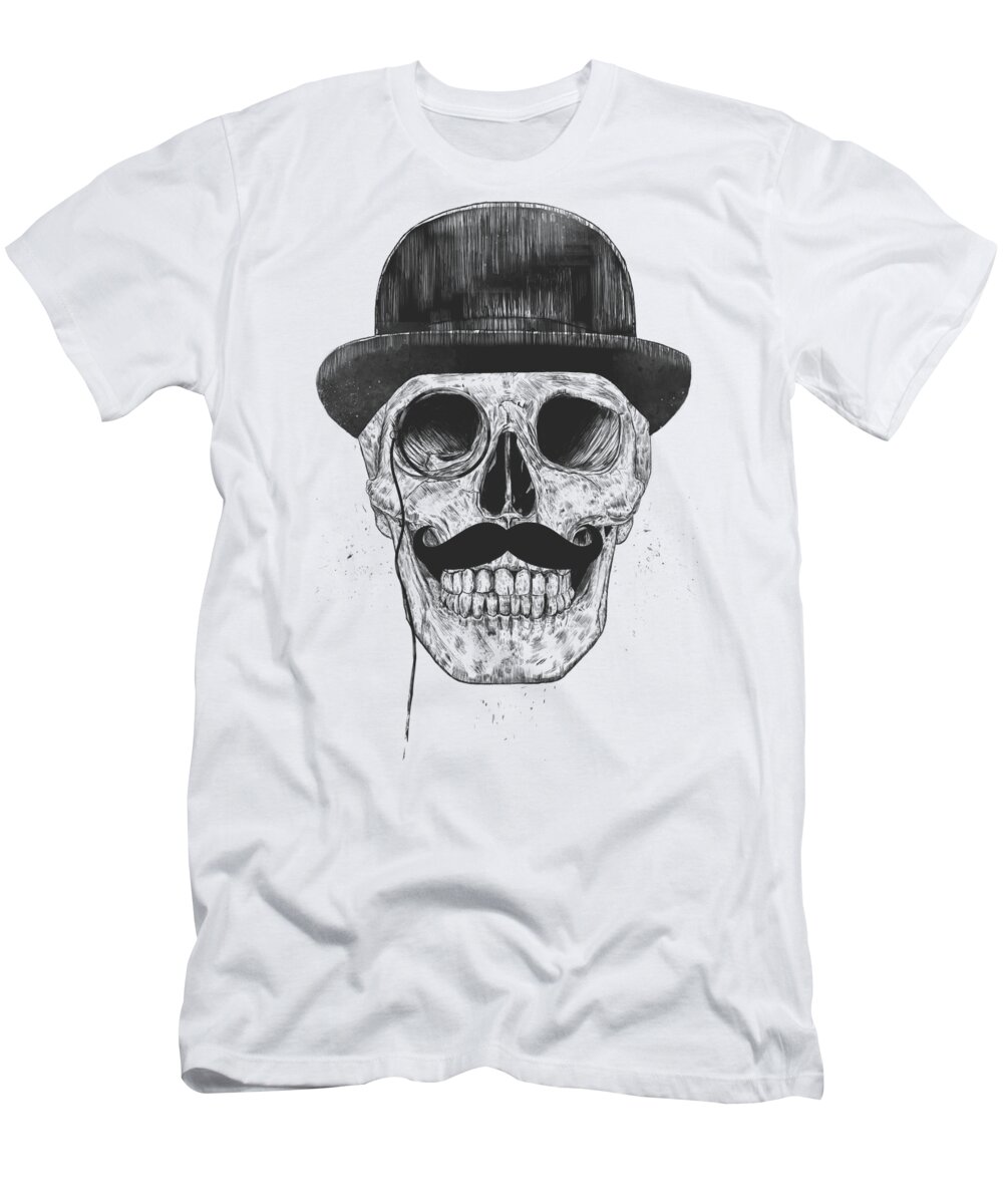 Skull T-Shirt featuring the drawing Gentlemen never die by Balazs Solti