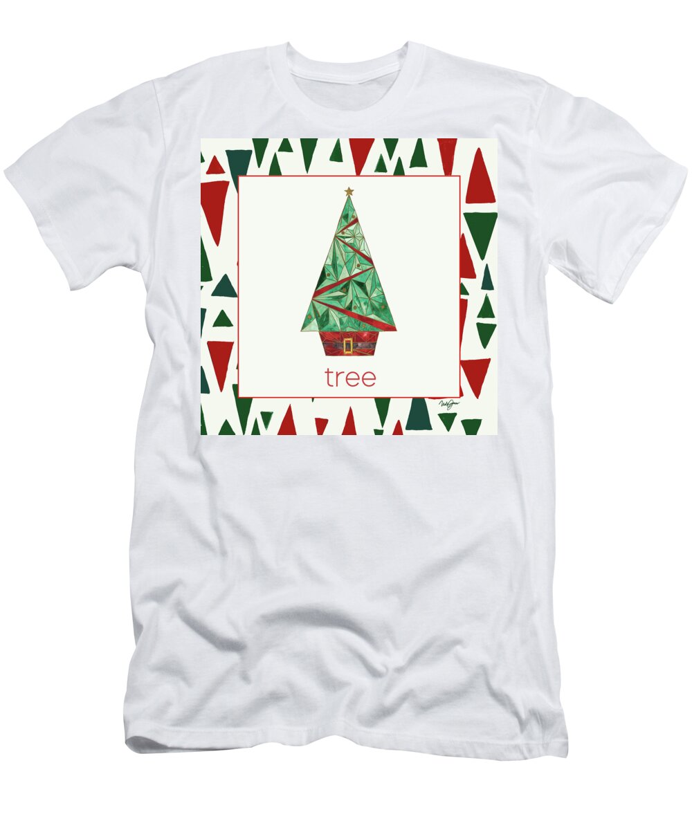 Geometric T-Shirt featuring the mixed media Geometric Christmas II by Nola James