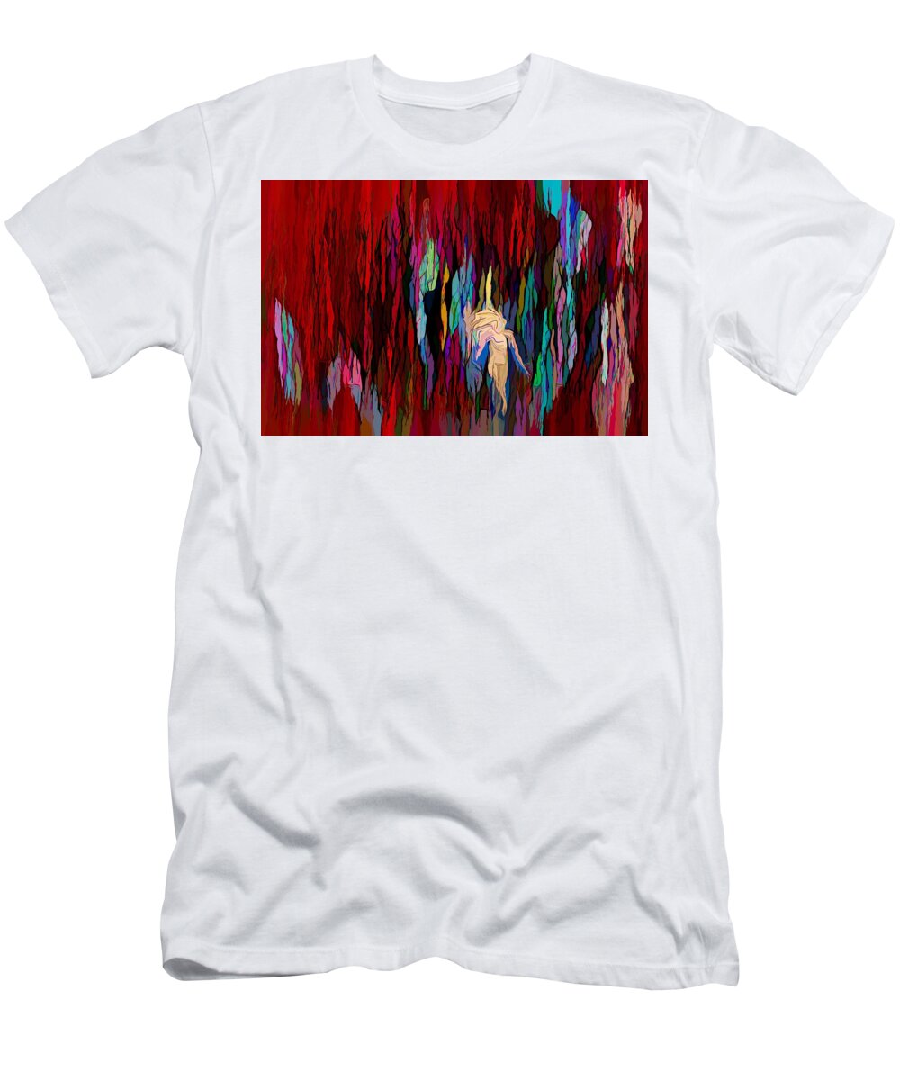 Modern Abstract T-Shirt featuring the painting Girl Blossoms Into A Woman by Joan Stratton