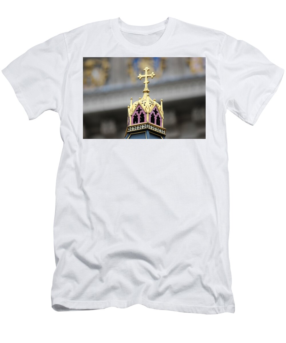 Gold T-Shirt featuring the photograph Gold Cross and Crown by Laura Smith